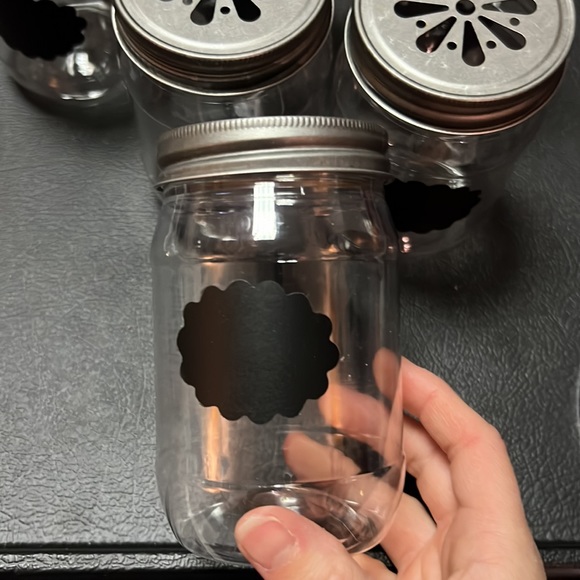 Dining Plastic Mason Jar Cups With Lids For Straws 16 Oz Cup 6 Total